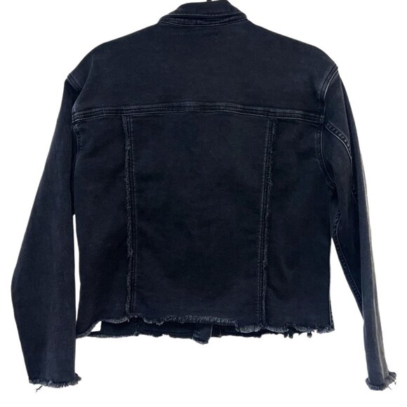 Sam Edelman The Jess Denim Oversized Jacket Frayed Hem Jean Sweater Stretch Med - Picture 5 of 10